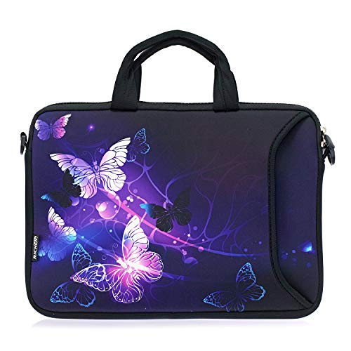 11 11.6 12 12.5 13 inches Laptop/Chromebook/PC Messenger Bag Tablet Travel Case Neoprene Handle Sleeve with Shoulder (11-13.3 inch, Butterflies) - color: Butterflies, size: 11-13.3 inch