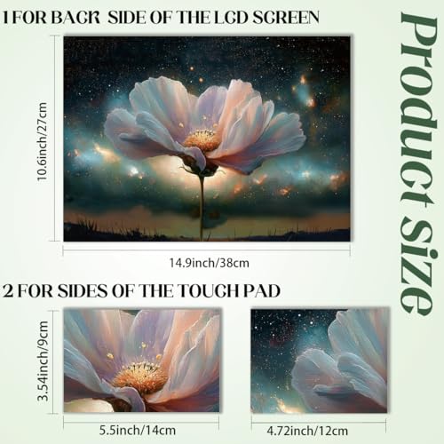 SUPERDANT 3Pcs Laptop Sticker Skin Cover Decal Removable Reusable PVC Material with Unique Starry Sky Flower Design Waterproof for School College Work Office Personalization Use