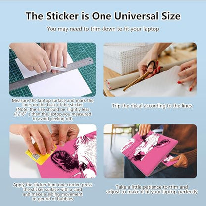 Universal Laptop Skin Sticker with 2 Wrist Pad Skins, Waterproof Scratch Resistant Vinyl Laptop Cover Decal, Cut to Fit for 11–15.6 Inch MacBook HP Dell Lenovo, Pink Cow - color: Pink Cow