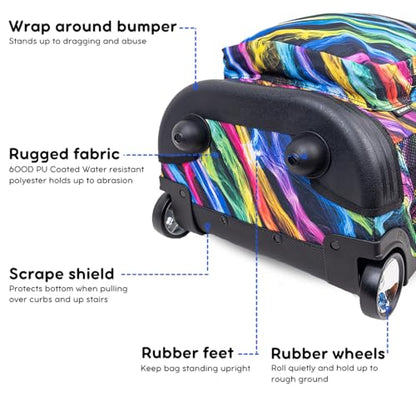 J World Sunrise Kids Rolling Backpack with Wheels for Girls Boys, Roller Bookbag for School, 18 x 13 x 9 Inches, Quantum - color: Quantum