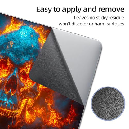 Universal Laptop Skin Sticker Decal, 12"-15.6" Aesthetic Vinyl Wrap, Flaming Skull Fire Waterproof Notebook Cover Art Protector for MacBook HP Dell Lenovo, Fits 13" 14" 15" 15.6" - color: Flaming Skull Fire