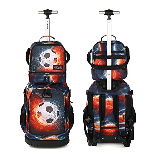 Tilami Rolling Backpack 19 inch with Lunch Bag Wheeled Laptop Backpack (Football) - color: Football