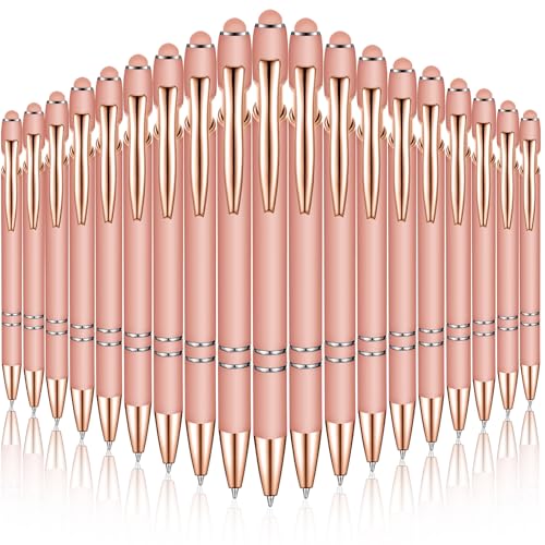 Zonon 38 Pieces Rubberized Ballpoint Pen with Stylus Tip Stylish Metal Pen Capacitive Styli with Soft Rubberized Grip, Black Ink for Most Devices(Rose Gold) - color: Rose Gold