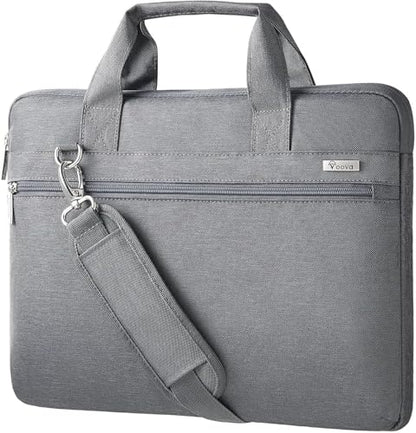 Voova Laptop Bag 13-14 Inch, 360° Protective Laptop Case Sleeve with Shoulder Strap Compatible with Macbook Air 13, MacBook Pro 13/14, Waterproof Computer Bag Slim Briefcase for Men Women, Grey - color: Grey, size: 13-13.5 inch