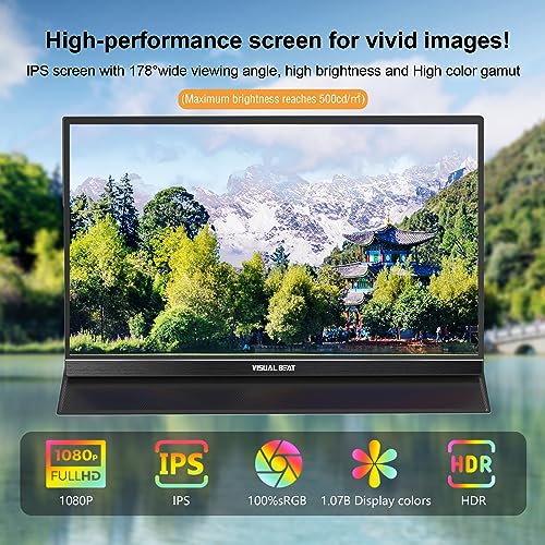 Portable Monitor Touch Screen 15.6'' 1080P USB-C HDMI Computer Display HDR IPS Eye Care Screen 100% sRGB with Smart Cover, Dual Speakers for Laptop PC Mac Phone PS4/5 Xbox Switch