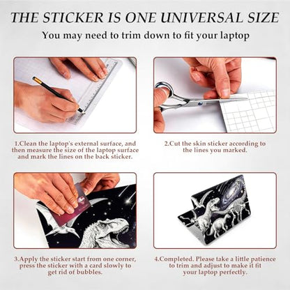 DEGDFSGR 12.1-15.6 Inch Universal Reusable Laptop Skin Sticker Decal, Waterproof Removable Protector for Notebook Cover, Scratch-Resistant Vinyl Cuttable Full Wrap Sticker, Dinosaurs in Space - color: Dinosaurs In Space