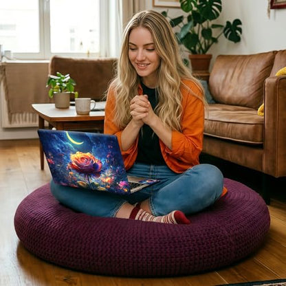 Enchanted Rose Under Moon Night Universal Laptop Skin Sticker 3PCS, Protective Decal Trim-to-Fit 11.6" 13.3" 14" 15.6" Laptop Vinyl Cover, Removable Anti-Scratch Computer Decal Protector - color: Enchanted Rose Under Moon Night