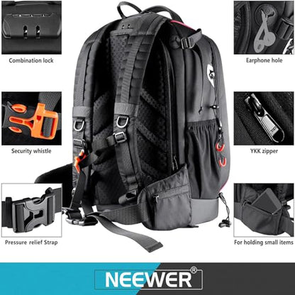 Neewer Pro Camera Case Waterproof Shockproof Adjustable Padded Camera Backpack Bag with Anti-theft Combination Lock for DSLR,DJI Phantom 1 2 3 Professional Drone Tripods Flash Lens and Other Accessory - style: Nw-xjb-d2330-r