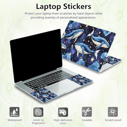Laptop Skin Sticker Decal, Universal Reusable Vinyl Laptop Cover for 12" 13" 13.3" 14" 15" 15.4" 15.6" Notebook PC, Waterproof Scratch-Resistant with 2 Wrist Pads, Easy to Apply & Remove,Dolphin - color: Dolphin