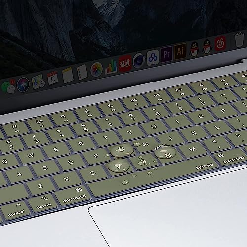 MOSISO Keyboard Cover Skin Compatible with MacBook Air 15 inch M3 M2 | A3114 A2941/Air 13.6 A3113 A2681/Pro 14/16 M4 M3 M2 M1, Army Green - color: Army Green