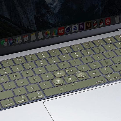 MOSISO Keyboard Cover Skin Compatible with MacBook Air 15 inch M3 M2 | A3114 A2941/Air 13.6 A3113 A2681/Pro 14/16 M4 M3 M2 M1, Army Green - color: Army Green