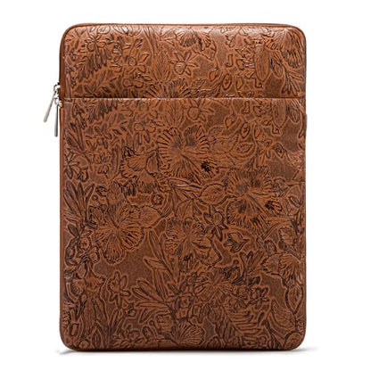 Kinmac 360° Protective Vertical Laptop Sleeve Case Cover Bag (Coffee Flower PU, 12.5 inch-13.3 inch) - color: Coffee Flower PU, size: 12.5 inch-13.3 inch