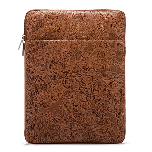 Kinmac 360° Protective Vertical Laptop Sleeve Case Cover Bag (Coffee Flower PU, 12.5 inch-13.3 inch) - color: Coffee Flower PU, size: 12.5 inch-13.3 inch