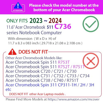 mCover Hard Case Only Compatible for 2023-2024 11.6" Acer Chromebook 511 C736 Series Clamshell Laptop Computers (NOT Compatible with Any Other Acer Models) - Black - color: Black