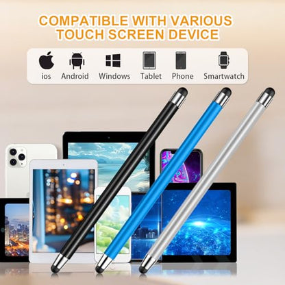 Stylus (3 Pcs), 2-in-1 Stylus Pen for Touch Screen, High Precision and Sensitivity, Suitable for iPad/iPhone/Samsung/Android Smartphone and Tablets, Compatible with All Touch Screen - color: Silvery/Blue/Black