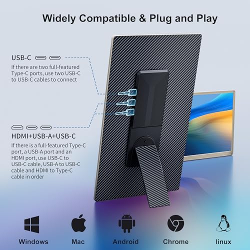 15.6" Triple Laptop Screen Extender, FHD 1080P IPS Laptop Monitor Extender, Detachable Screen Travel Monitor Laptops with Speakers, Plug&Play, Compatible with Mac/Android/Win