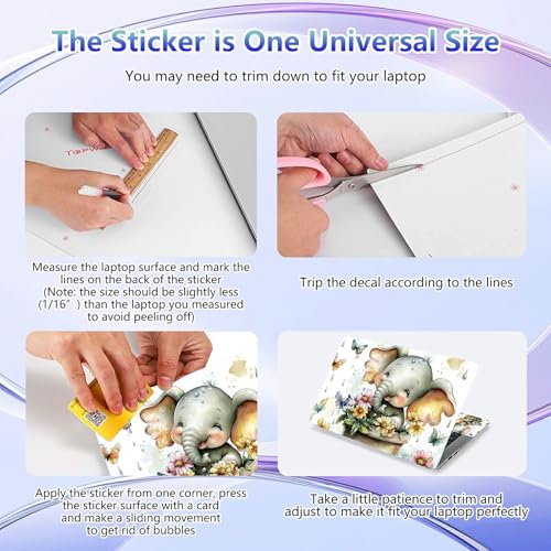Laptop Skin Sticker Decal Cover,Cute Happy Baby Elephant | DIGTIALL Universal Laptop Skin Sticker, Waterproof Removable Notebook Decal Protector Cover for 12 13 14 15 Inch Laptops - color: Cute Happy Baby Elephant