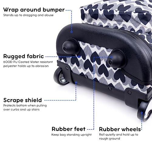 J World Sunrise Rolling Backpack. Roller Bag with Wheels, Heart Dot - color: Heart Dot