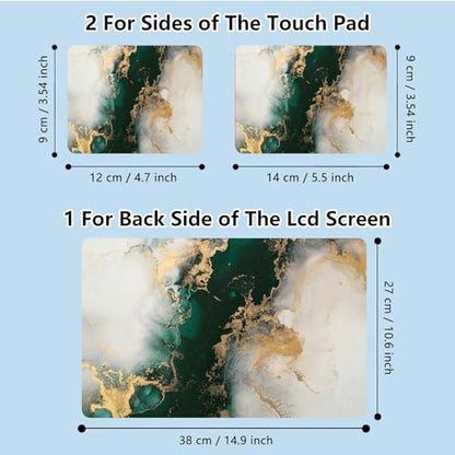Universal Laptop Skin Sticker with 2 Wrist Pad Skins, Waterproof Scratch Resistant Vinyl Laptop Cover Decal, Cut to Fit for 11–15.6 Inch MacBook HP Dell Lenovo, Green Marble - color: Green Marble