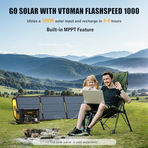 VTOMAN FlashSpeed 1000 Portable Power Station, 828Wh LiFePO4,1000W output | Expandable to 2376Wh, 1H fast charge (0-80%), 2000W peak output, solar generator, home backup, camping, power outages