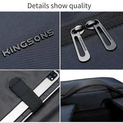 Kingsons 15.6 Inch Laptop Compartment Backpack for Men,Waterproof Slim Durable Business Backpack for Work，Travel (KS25054-Black-US-1) - color: Ks25054-black-us-1