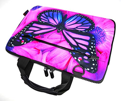 icolor 14.5 15 15.6 Inches Canvas Laptop Shoulder Bag Case,Messenger Bag Sleeve Pouch,Travel Briefcase,Computer Ultrabook Notebook Protective Carrying Bag with Adjustable Strap, Purple Butterfly - color: Csh15-02
