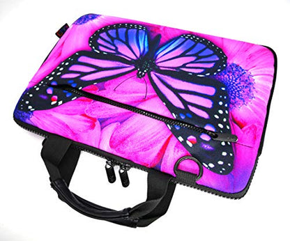 icolor 14.5 15 15.6 Inches Canvas Laptop Shoulder Bag Case,Messenger Bag Sleeve Pouch,Travel Briefcase,Computer Ultrabook Notebook Protective Carrying Bag with Adjustable Strap, Purple Butterfly - color: Csh15-02