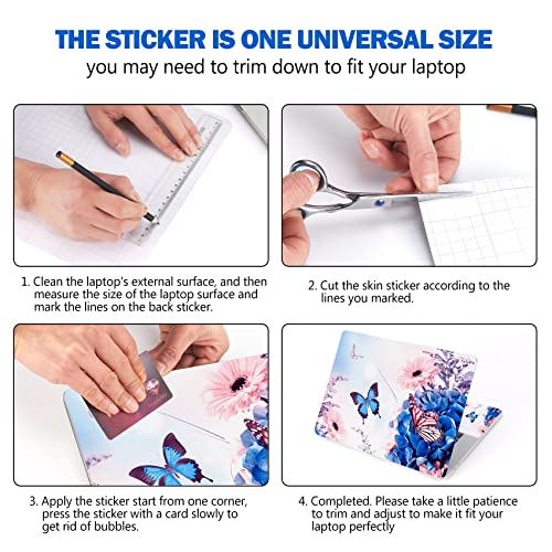 AIMSA Laptop Skin Sticker Decal, 12 13 13.3 14 15 15.4 15.6 inch Laptop Art Decal Protector Notebook Netbook PC 15.6" Universal Vinyl Cover, Butterfly Flower - color: Butterfly Flower