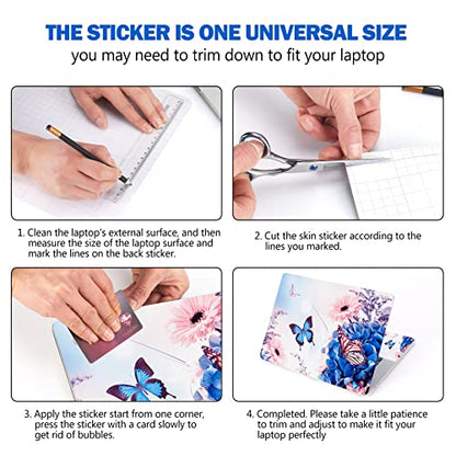 AIMSA Laptop Skin Sticker Decal, 12 13 13.3 14 15 15.4 15.6 inch Laptop Art Decal Protector Notebook Netbook PC 15.6" Universal Vinyl Cover, Butterfly Flower - color: Butterfly Flower