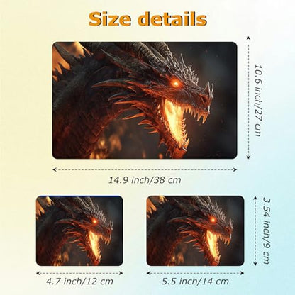 Universal Laptop Skin Sticker with 2 Wrist Pad Decals, 3-Piece Removable Vinyl Laptop Cover, Fiery Dragon Waterproof Anti-Scratch, Easy-Trim Fit for 13.3" 14" 15.6" Laptops - color: Fiery Dragon