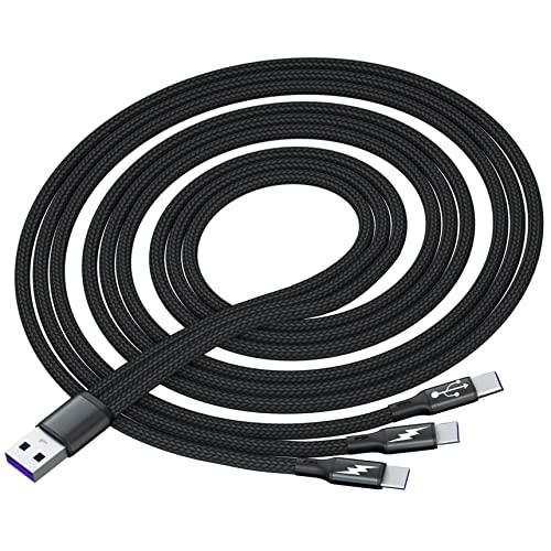 GELRHONR USB C Splitter Cable,USB A Male to 3 Type-C Male Charge Cable,3 in 1 Nylon Braided Charging Cord with 3x1.2m Cable, 5A Fast Charge,Compatible with Mobile/Android and More （3.9FT-1.2M） - size: 1 Pack 1.2M