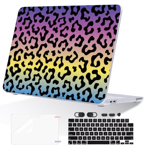 Compatible with MacBook Neo 13 inch Case 2026 Release A3404 Cover, Ultra-Thin Pattern Plastic Hard Shell Case Keyboard Cover Screen Protector Dust Plug, Colored Leopard Print - color: Colored Leopard Print