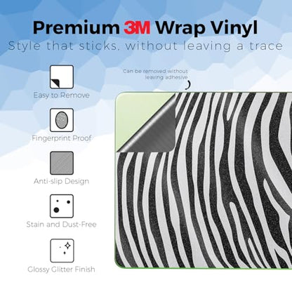 Glossy Glitter Laptop Skin Compatible with Apple MacBook Neo - Black Zebra - Premium 3M Vinyl Protective Wrap Decal Cover - Easy to Apply | Crafted in the USA by MightySkins - color: Black Zebra, size: MacBook Neo Full Cover Skin, style: Glossy Glitter Fi