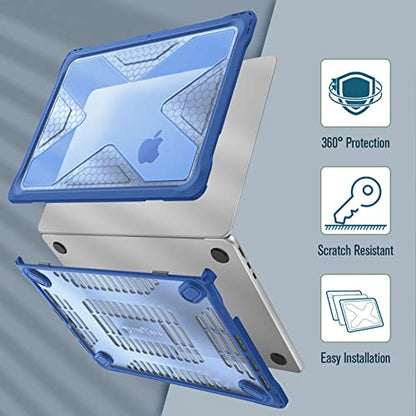 Fintie Case for MacBook Air 13.6 Inch A3449 A3240 A3113 A2681 (2022 2023 2024 2025 2026 Release) - Heavy Duty Rugged Hard Shell Case Cover for MacBook Air 13 Inch M2 M3 M4 M5 Chip, Blue - color: Blue
