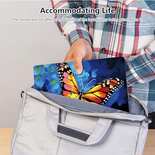 Universal Laptop Skin Sticker with 2 Wrist Pad Skins, Waterproof Scratch Resistant Vinyl Laptop Cover Decal, Cut to Fit for 11–15.6 Inch MacBook HP Dell Lenovo, Butterfly Flower - color: Butterfly Flower