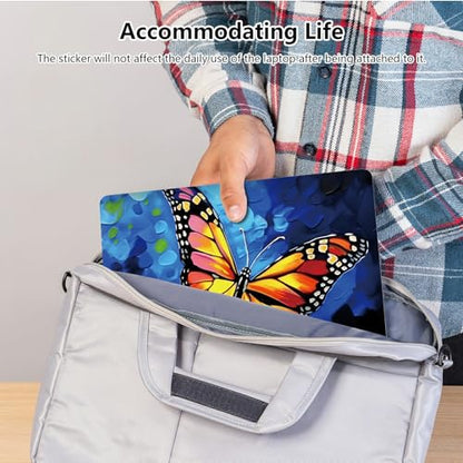 Universal Laptop Skin Sticker with 2 Wrist Pad Skins, Waterproof Scratch Resistant Vinyl Laptop Cover Decal, Cut to Fit for 11–15.6 Inch MacBook HP Dell Lenovo, Butterfly Flower - color: Butterfly Flower