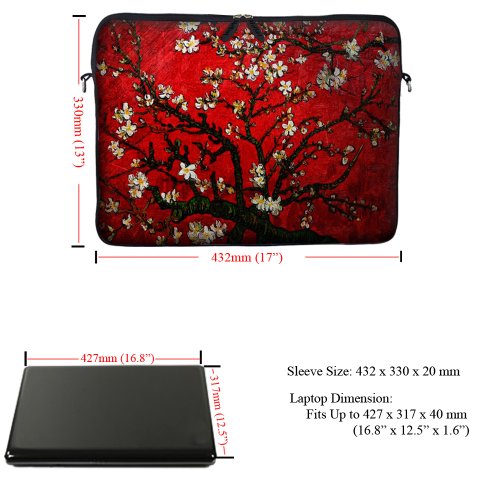 17.3 Inch Neoprene Laptop Sleeve Bag Carrying Case with Hidden Handle Design Compatible with MacBook Air Ultrabook, Chromebook - Cherry Blossoming - color: 3003, size: 17 - 17.3 Inch