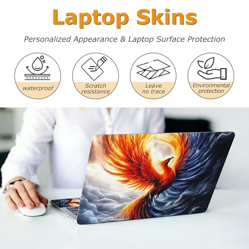Universal Laptop Skin Sticker with 2 Wrist Pad Decals, 3-Piece Removable Vinyl Laptop Cover, Supernatural Bird Waterproof Anti-Scratch, Easy-Trim Fit for 13.3" 14" 15.6" Laptops - color: Supernatural Bird