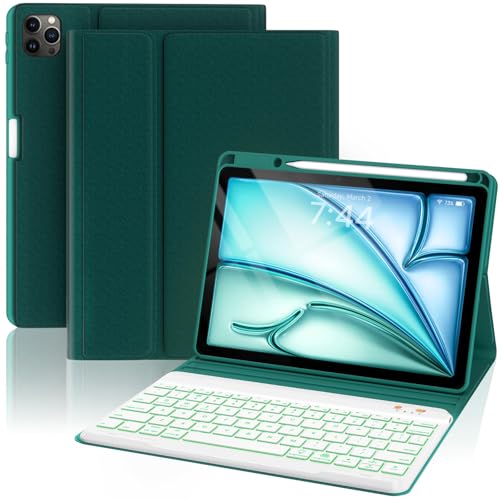 Keyboard Case for iPad Air 5th/4th Pro 11 inch, 7-Color Backlit Detachable Wireless Keyboard Case with Pencil Holder, Stand Folio Cover for Gen 2020/2022, Pro 4th/3rd/2nd/1st Gen, Teal - color: Teal