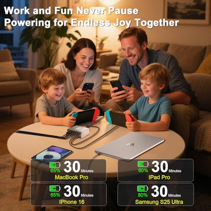 420W USB C Fast Charger Block, PD 3.1 140W USB C Charging Station, GaN Ⅲ Multi-Port PD PPS Fast Charging Station for Multiple Devices,Laptop Wall Charger Compatible with MacBook iPad iPhone 17/16 etc - size: 420W+A 240W Braided Nylon Fast Charging Cable