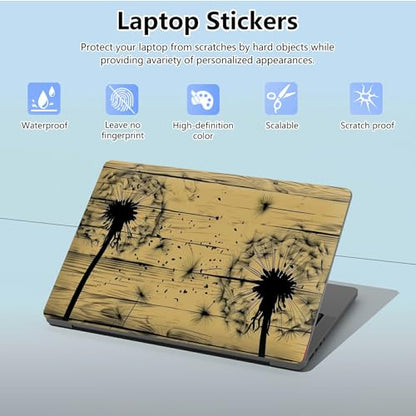 Universal Laptop Skin Sticker with 2 Wrist Pad Skins, Waterproof Scratch Resistant Vinyl Laptop Cover Decal, Cut to Fit for 11–15.6 Inch MacBook HP Dell Lenovo, Dandelion Wood - color: Dandelion Wood