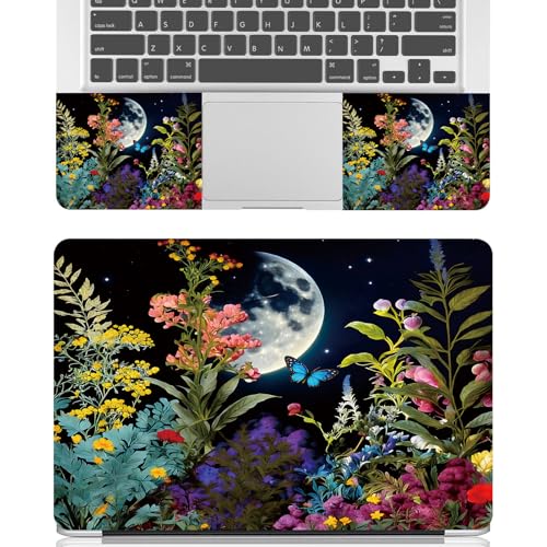 Universal Laptop Skin Sticker Decal for 11.6”12" 13" 13.3" 14" 15" 15.4" 15.6" Reusable Waterproof Scratch-Scratch Resistant Protective Vinyl Laptop Notebook Skin Stickers - Moon Flower Floral - color: Moon Flower Floral
