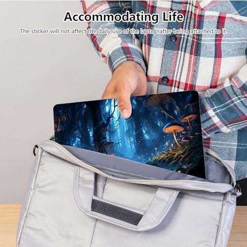 Universal Laptop Skin Sticker with 2 Wrist Pad Skins, Waterproof Scratch Resistant Vinyl Laptop Cover Decal, Cut to Fit for 11–15.6 Inch MacBook HP Dell Lenovo, Forest Mushroom - color: Forest Mushroom