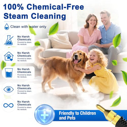 Steam Cleaner 10s Rapid Heating, Chemical-Free Handheld Steamer for Home - 1.2L Tank, 6 Adjustable Levels, Portable Steamer for Car, Grout, Tile, Kitchen