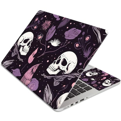 Laptop Skin Sticker 3-Piece Set,Raven Skulls | Trim-to-fit 3-piece vinyl set with one 15 x 10.6 in lid skin and two palm-rest decals for many 12-15.6 in laptops - color: Raven Skulls