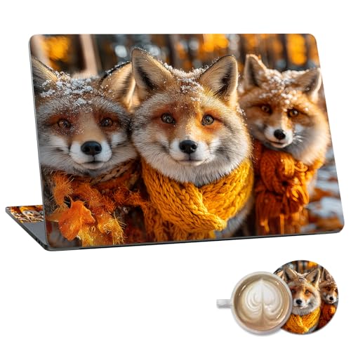 Laptop Skin Sticker Decal 15.6 Inch,12 13 13.3 14 15 15.6 in Laptop Netbook Skins for Notebook,Art Decal Removable Waterproof Scratch Resistant,Universal Vinyl Cover,Cute Fox Winter - color: Cute Fox Winter
