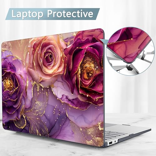 Mektron Printed Case for 2025 Microsoft Surface Laptop Windows 11 Copilot+ PC Surface Laptop 13 inch Touchscreen Display Cover Fits Model 2095, Marble Flowers - color: Marble Flowers