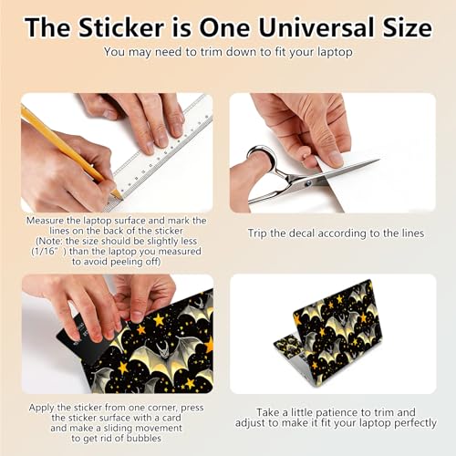 Laptop Skin Sticker Decal 15.6 Inch,12 13 13.3 14 15 15.6 in Laptop Netbook Skins for Notebook,Art Decal Removable Waterproof Scratch Resistant,Universal Vinyl Cover,Black Golden Bat - color: Black Golden Bat