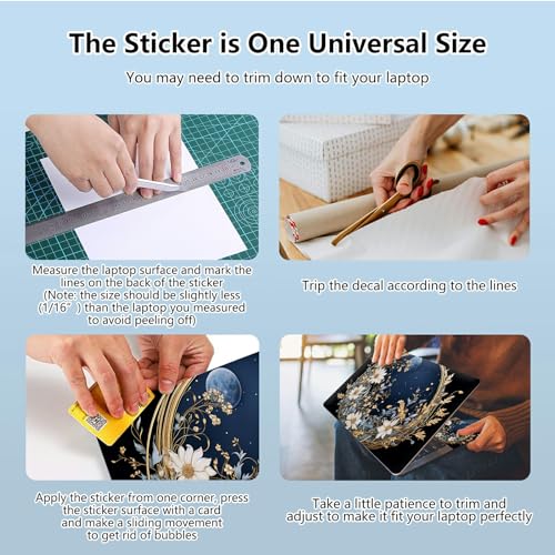 Universal Laptop Skin Sticker with 2 Wrist Pad Skins, Waterproof Scratch Resistant Vinyl Laptop Cover Decal, Cut to Fit for 11–15.6 Inch MacBook HP Dell Lenovo, Flower Moon - color: Flower Moon