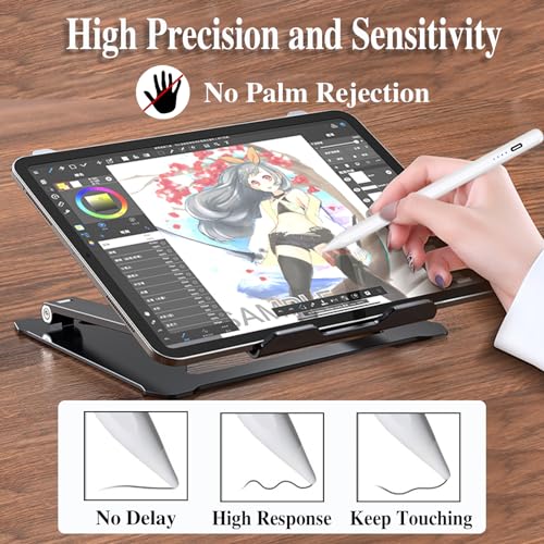 Active Stylus Pens for Touch Screens Rechargeable Tablet Pen POM Tip | Magnetic iPad Pencil Stylus Pen for iPad/Pro/Air/Mini/iPhone and Other Smartphone Device-White